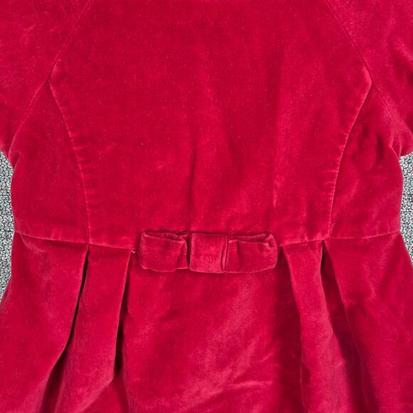 JACADI PARIS RED VELVET BABY DRESS – SIZE 18M – BOW WAIST – 100% COTTON - Picture 8 of 9